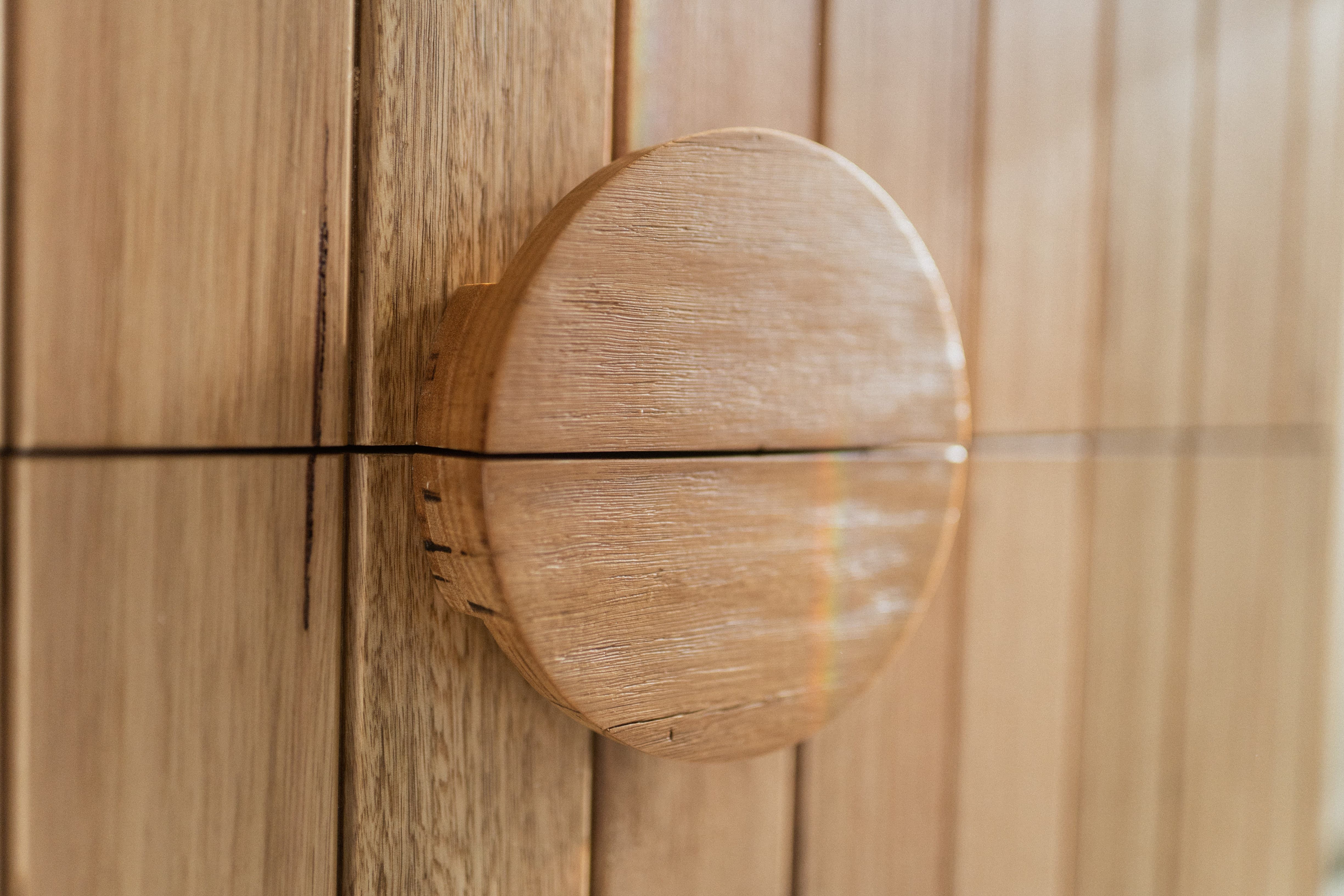Tarrawanna vanity — custom round timber handle detail