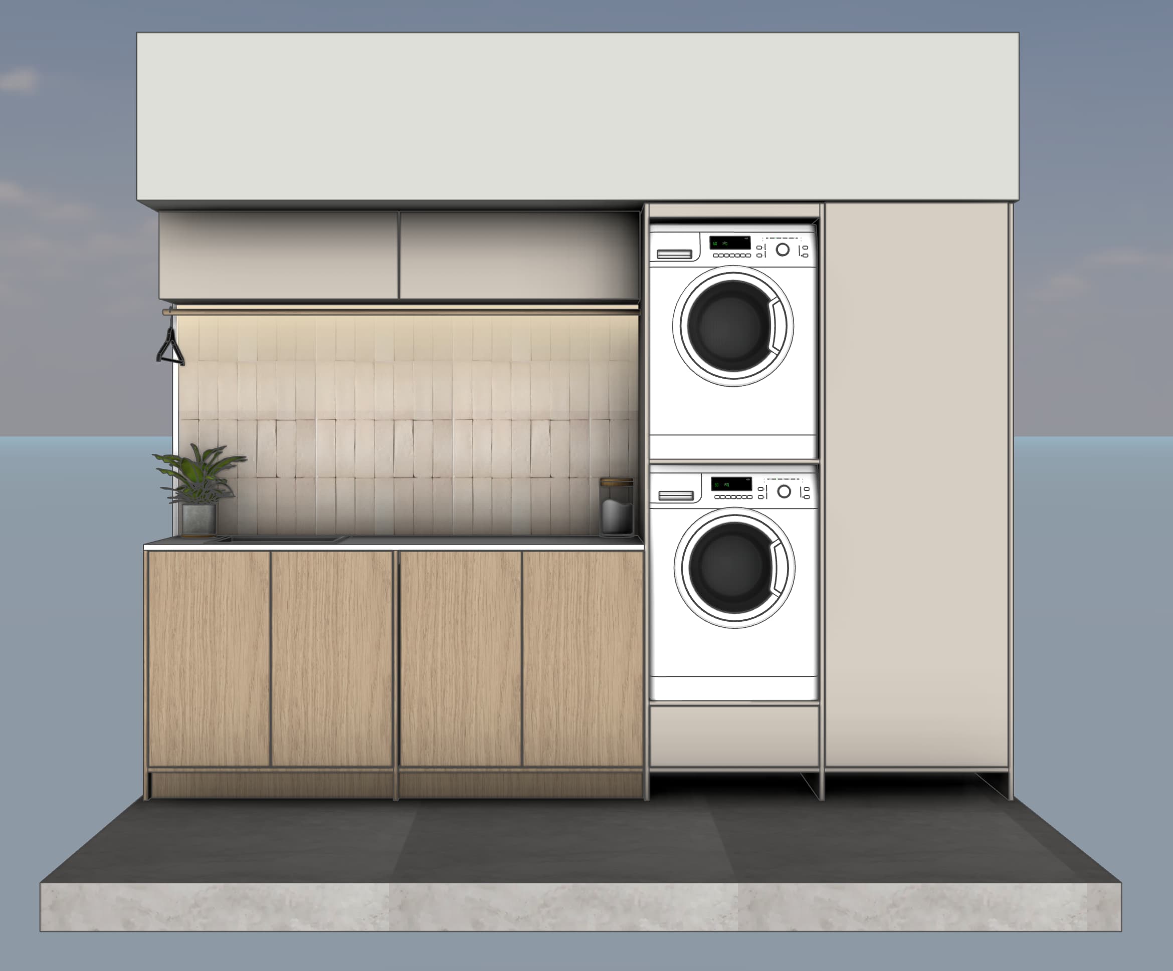 Laundry design render perspective by VIKING Design + Build Wollongong