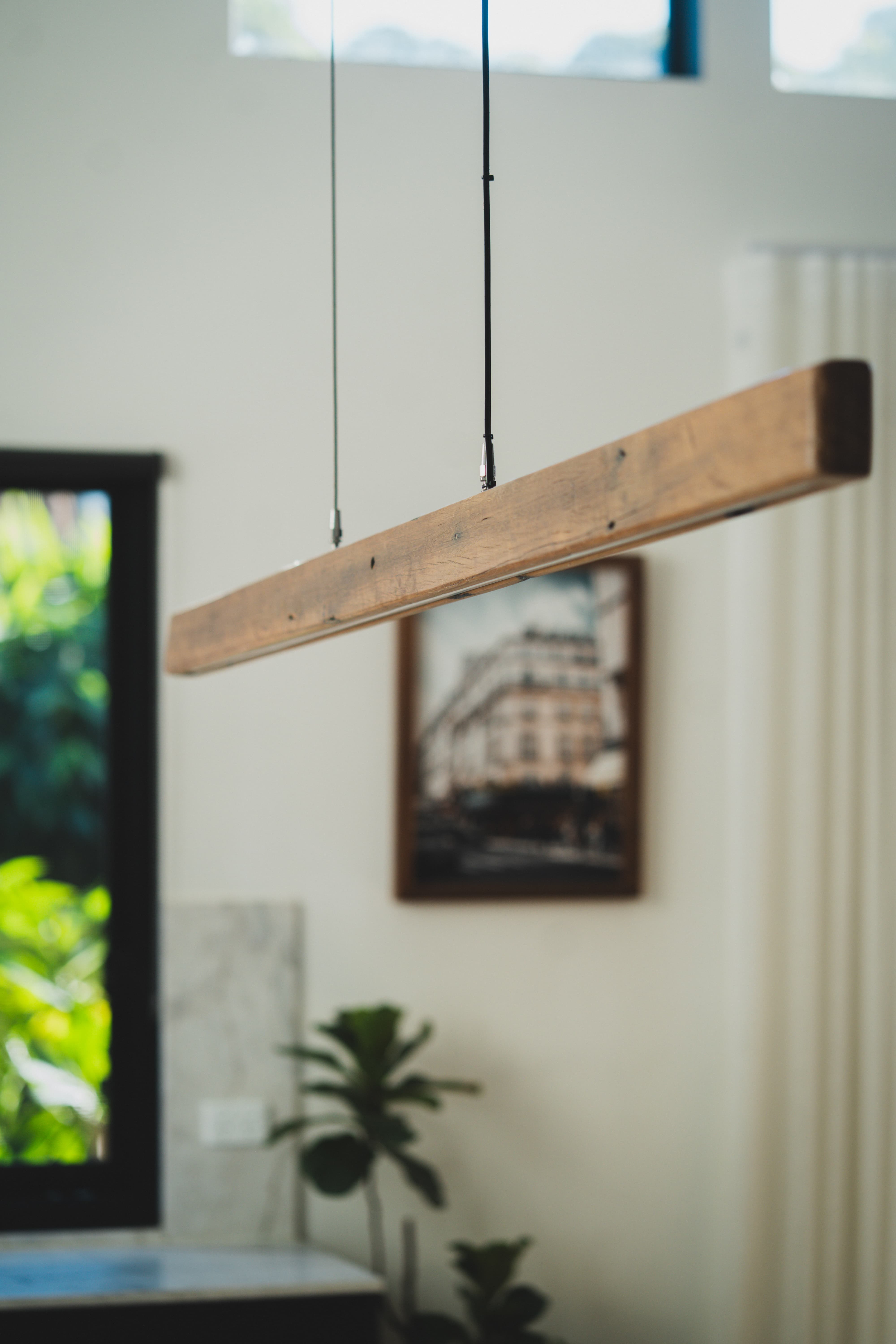 Tarrawanna custom reclaimed timber pendant light VIKING Design Build